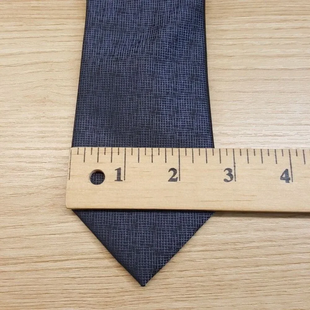 ALFANI Mens Neck Tie Black Charcoal Crosshatch Grid Slim Modern Classic